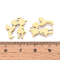 ステンレスペンダント201個  恋人たちのお守り  レーザー切断  18KGP本金メッキ  17x15x1mm  穴：1.4mm&nbsp;STAS-T073-44G
