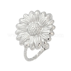 304ステンレススチールカフリング  ヒマワリ  ステンレス鋼色  15.5x15.5mm  usサイズ7 1/4(17.5mm)&nbsp;RJEW-D306-14P