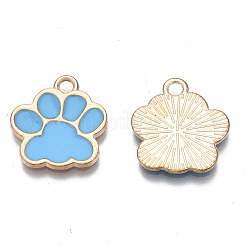 合金エナメルチャーム  カドミウムフリー＆鉛フリー  犬の足跡  ディープスカイブルー  17.5x16x1.5mm  穴：2mm&nbsp;X2-ENAM-T016-22LG-E-RS