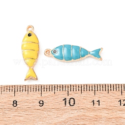 304ステンレススチールエナメルペンダント  淡い金色  魚のチャーム  ミックスカラー  22.5x7x3mm  穴：1.2mm&nbsp;STAS-K303-09KCG