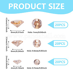 60Pcs 3 Styles Cubic Zirconia Charms&nbsp;ZIRC-TAD0001-01E