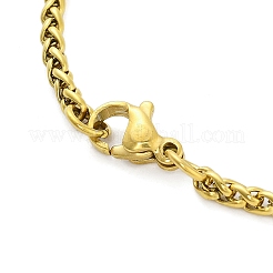Constellation 304 Stainless Steel Micro Pave Clear Cubic Zirconia Wheat Chain Pendant Necklaces for Women Men&nbsp;LS-NJEW-U007-01E