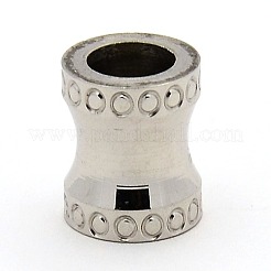変色しにくいステンレススチールビーズ  大きな穴列ビーズ  ステンレス鋼色  12x10mm  穴：6mm&nbsp;STAS-M003-09S