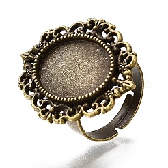 Vintage Adjustable Iron Finger Ring Components Alloy Cabochon Bezel Settings&nbsp;PALLOY-Q300-09AB-NR