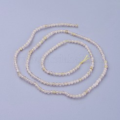天然石ゴールドルチルクォーツビーズ連売り  多面カット  ラウンド  レモンシフォン  2~2.5mm  穴：0.5mm  約180~200個/連  14.5~16.1インチ（37~41cm）&nbsp;G-F619-10A-2mm