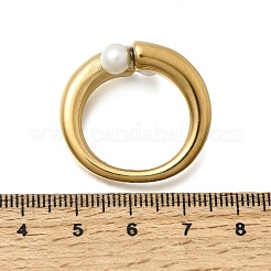304 Stainless Steel with Imitation Pearl Cuff Open Rings for Women&nbsp;RJEW-Z144-01G-03
