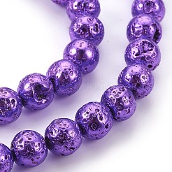 Electroplated Natural Lava Rock Bead Strands&nbsp;G-E511-01C-6mm