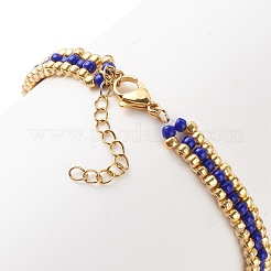 Glass Seed Braided Evil Eye Link Bracelet for Women&nbsp;BJEW-JB08398-02