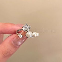 Alloy Micro Pave Cubic Zirconia Cuff Open Rings for Women&nbsp;WGA9B8A-01
