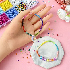 DIYブレスレット作りキット  ガラスシードとアクリル文字ビーズを含む  伸縮性のある糸  ミックスカラー&nbsp;DIY-YW0007-85