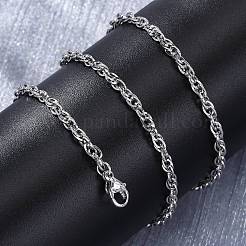 女性用真鍮ロープチェーンネックレス  304ステンレススチール製カニカン付き  ラックめっき  鉛フリー＆カドミウムフリー  長持ちメッキ  プラチナ  17.91インチ（45.5cm）&nbsp;NJEW-D302-62P