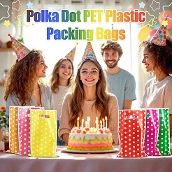 ダイカットホールハンドル付き水玉模様のペット用プラスチック梱包袋  長方形  オレンジ  25.5x16.4x0.02cm&nbsp;ABAG-TADJ0002-001A