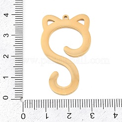 304ステンレスペンダント  猫のチャーム  ゴールドカラー  38.5x22.5x1.3mm  穴：1.4mm&nbsp;STAS-Z183-02G
