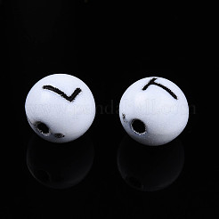不透明なアクリルビーズ  アルファベットa～zの丸  a～zの文字  8x7mm  穴：1.8mm  約1720個/500g&nbsp;SACR-ZX012-10