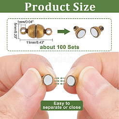 Round Brass Magnetic Clasps with Loops&nbsp;KK-PH0026-07M