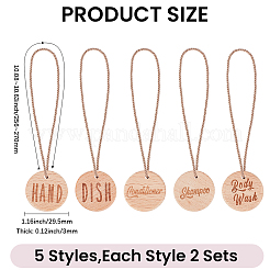 4Sets 2 Styles Flat Round Wooden Hanging Label for Body Wash&nbsp;DIY-GF0013-28