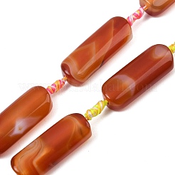 天然石赤瑪瑙ビーズ連売り  長方形  染め＆加熱  38~39x12.5~15x9~10mm  穴：2.5mm  約8個/連  15.16~15.47''（38.5~39.3センチメートル）&nbsp;G-H342-B01-01