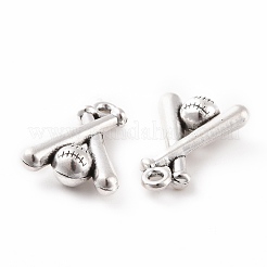 合金のチベット風チャーム  野球用バット  アンティークシルバー  18.5x13.5x5mm  穴：1.6mm  100個/袋&nbsp;FIND-G026-03AS