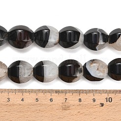 天然石瑪瑙ビーズ連売り  染め＆加熱  ランタン  ブラック  15~19.5x14~17x12.5~15.5mm  穴：1.2~1.8mm  約24個/連  16.14''（41センチメートル）&nbsp;GG-L001-G01-03D
