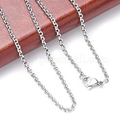 変色しにくい304ステンレススチールのローロチェーンネックレス  カニカン付き  ステンレス鋼色  23.6インチ（60cm）&nbsp;NJEW-JN01228-03