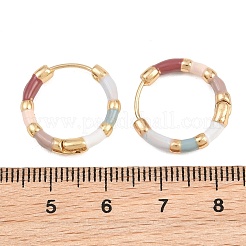 女性用カラフル合金エナメルハギーフープピアス  ゴールドカラー  18x3mm&nbsp;AL-CBA3C8B-17G