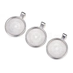 Flat Round Alloy Pendant Cabochon Settings&nbsp;PALLOY-A15654-N