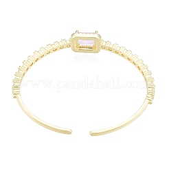 Cubic Zirconia Rectangle Open Cuff Bangle&nbsp;BJEW-G651-05G