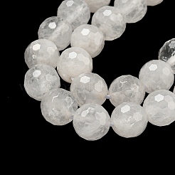 天然石クオーツクリスタルビーズ連売り  (128 ファセット)ファセット  ロッククリスタルラウンドビーズ  8mm  穴：1mm  約45個/連  14.57インチ（37cm）&nbsp;X-G-E571-A11-02