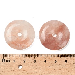 天然新疆産の黄金シルク翡翠ペンダント  ドーナツ/円盤チャーム  30x7mm  穴：3.8~4mm&nbsp;G-G290-02C