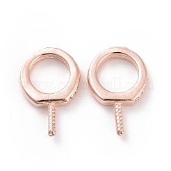 スターリングシルバー製スクリューアイペグベイル925個  リング  ローズゴールド  9x6x1mm  穴：4mm  ピン：0.6mm&nbsp;STER-D035-42RG