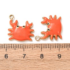 304ステンレスペンダント  エナメル  カニチャーム  ゴールドカラー  オレンジ  15.5x15.5x3.5mm  穴：1.8mm&nbsp;SA-D002-15B-G