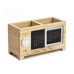 長方形の木製ペン立て  カレンダー付き  小麦  175x75x97mm  内径：73x58mm&nbsp;WD-CBA95BD-01