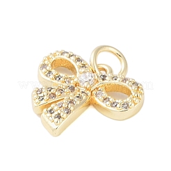 Rack Plating Brass Micro Pave Clear Cubic Zirconia Pendants&nbsp;KK-Z060-06G-01
