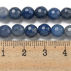 染色・加熱された天然ブルーアベンチュリンビーズ連売り  (128 ファセット)ファセット  ラウンド  ラウンド  6mm  穴：0.9mm  約60個/連  14.76インチ（37.5cm）&nbsp;G-E571-A10-01
