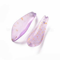 透明スプレー塗装ガラスペンダント  金箔  艶消し  花弁  プラム  25.5x9x4mm  穴：1mm&nbsp;GLAA-S190-015H-02