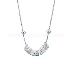 女性用真鍮製マルチリングペンダントネックレス  プラチナ  15.75インチ（40cm）&nbsp;WG22367-01