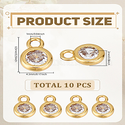 10Pcs Brass Micro Pave Grade AAA Cubic Zirconia Charms&nbsp;ZIRC-LP0001-31G