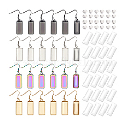 DIY ブランク長方形 304 ステンレススチール ダングルイヤリング製作キット  ミックスカラー  4~49.5x4~11x4~5mm  ピン：0.8mm&nbsp;DIY-PH0022-95