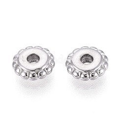 変色しない304ステンレススチールディスクビーズ  花  ステンレス鋼色  6x2mm  穴：1.2mm&nbsp;STAS-P319-14B-P
