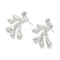 Coral Brass Stud Earrings&nbsp;EJEW-G452-09P