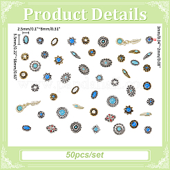 50Pcs Alloy Enamel Cabochons&nbsp;OCOR-WH0521-158