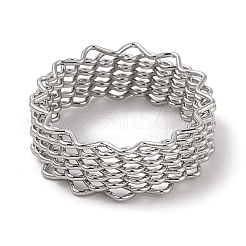 Non-Tarnish 304 Stainless Steel Wave Finger Rings for Women&nbsp;RJEW-G315-07E-P