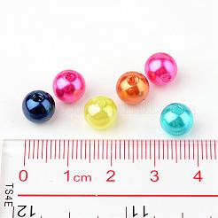 Mixed Color Imitation Pearl Acrylic Mardi Gras Round Beads&nbsp;X-PACR-8D-M