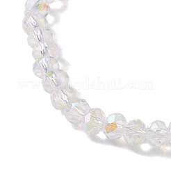 花の天然シェルとガラスビーズのストレッチブレスレット  クリアAB  内径：2-1/8インチ（5.5cm）&nbsp;BJEW-JB10184-01