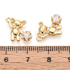 Brass Micro Pave Clear Cubic Zirconia Pendants&nbsp;KK-T078-02G-04