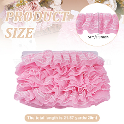 20M Double Layer Polyester Pleated Flower Lace Trim Ribbon&nbsp;OCOR-MA0001-42B