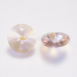 カット加工ガラスラインストーンチャーム  模造オーストリアのクリスタル  コーン  ライトローズ  8x4mm  穴：1mm&nbsp;RGLA-F049-8mm-223PS