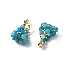 丸型真鍮天然アパタイトフープピアス  ゴールドカラー  ディープスカイブルー  22.5x15x14.5mm&nbsp;EJEW-TA00620-03