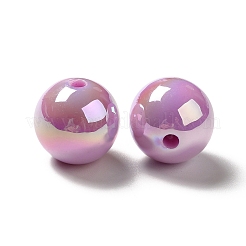 UVメッキレインボー虹色アクリルビーズ  ラウンド  パープル  15~15.5x15.5~16mm  穴：2.7mm&nbsp;PACR-D070-01E