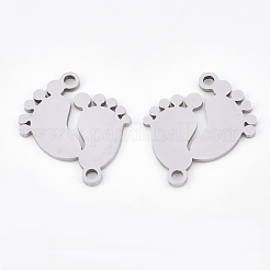 変色しにくい201ステンレススチールリンクコネクター  レーザーカットリンク  足  ステンレス鋼色  19x16x1mm  穴：1.6mm&nbsp;STAS-T044-19P